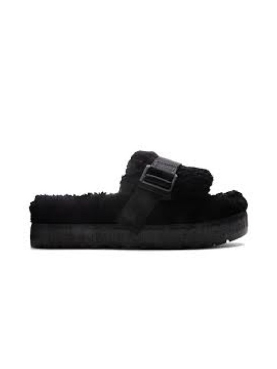 UGG Shoes - UGG Women’s Black Fluff Fluffita Platform Logo Slipper Sandal